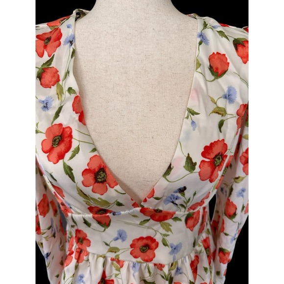 Forever 21 Floral Top Blouse Feminine‎ Romantic Dainty Girly Puff Sleeves Medium - Picture 3 of 12
